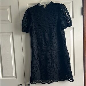 SHEIN Black Puff Sleeve Mini Dress